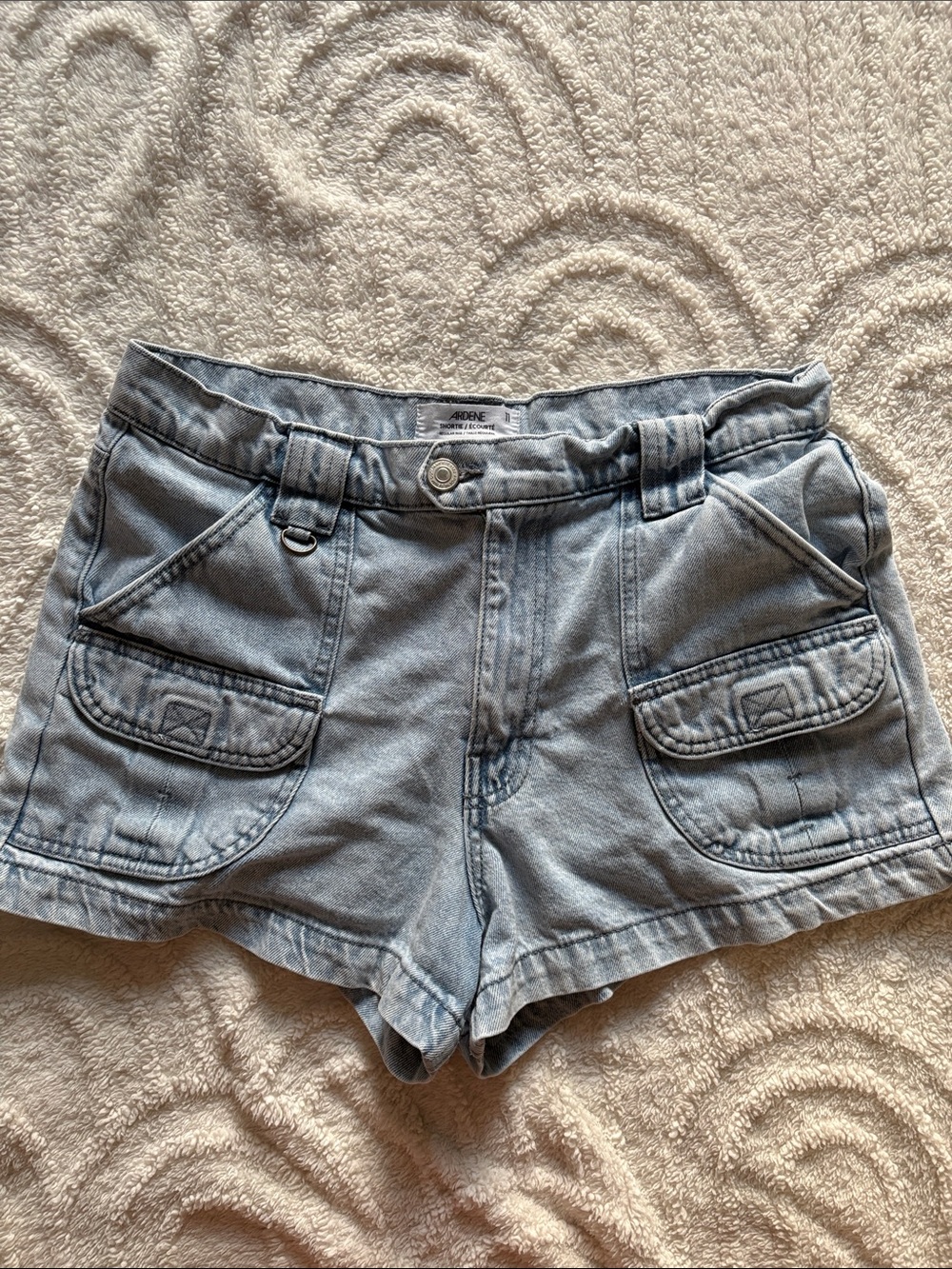 Ardene Light Wash Denim Cargo-Style High-Rise Shorts